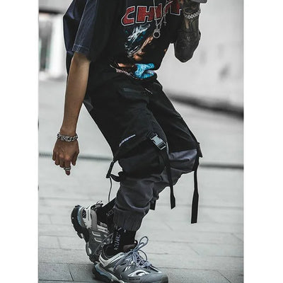 HERREN CARGO HOSE MIT GURT GRAU SCHWARZ