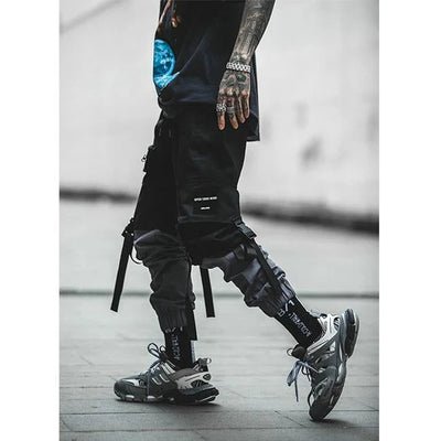 HERREN CARGO HOSE MIT GURT GRAU SCHWARZ