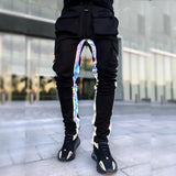 HERREN CARGO HOSE MIT REFLEKTIERENDEN STREIFEN Schwarz / XS
