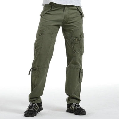 HERREN CARGO HOSE MIT RUNDEN TASCHEN UND GERADEM SCHNITT Khaki / XS
