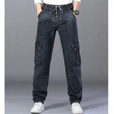 HERREN CARGO JEANS MIT ELASTISCHEM BUND Schwarz / S