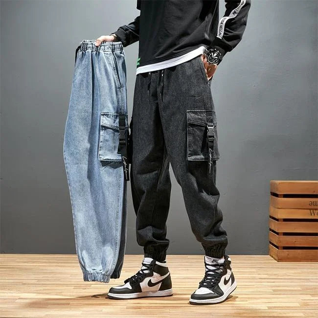 HERREN JEANS CARGO HOSE MIT GÜRTEL
