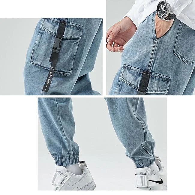 HERREN JEANS CARGO HOSE MIT GÜRTEL