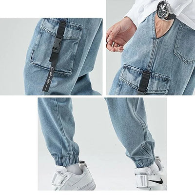 HERREN JEANS CARGO HOSE MIT GÜRTEL