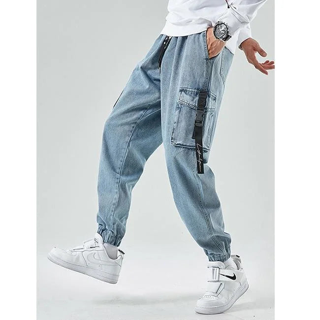 HERREN JEANS CARGO HOSE MIT GÜRTEL