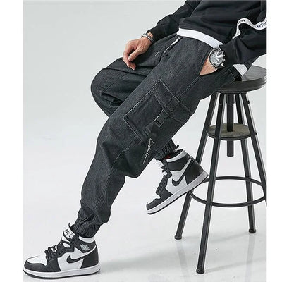 HERREN JEANS CARGO HOSE MIT GÜRTEL