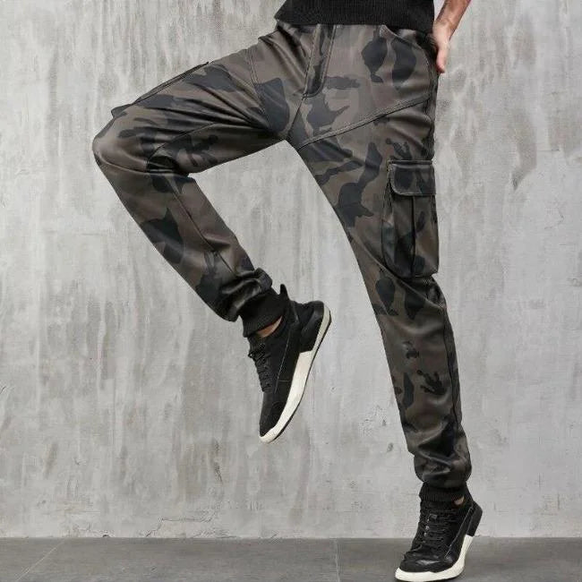 HERREN MILITÄR CARGO HOSE AUS KUNSTLEDER