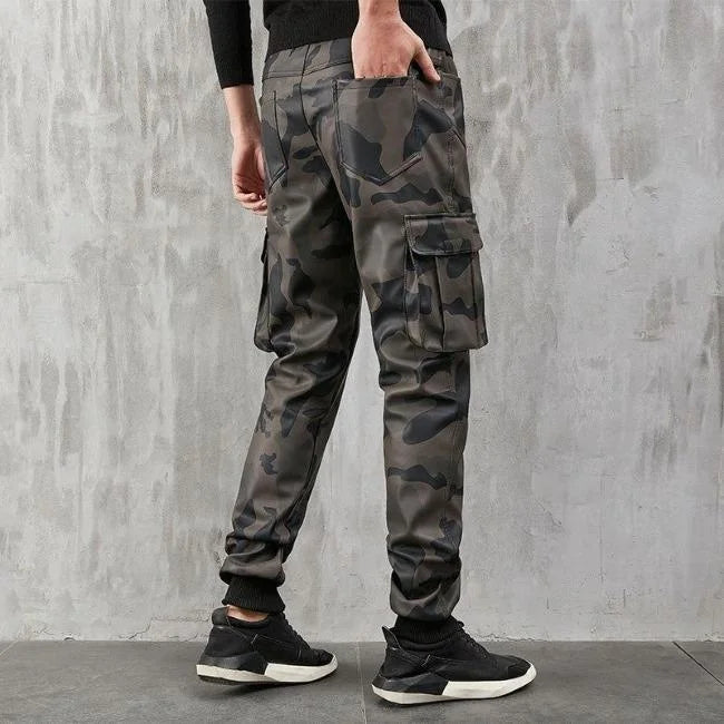 HERREN MILITÄR CARGO HOSE AUS KUNSTLEDER