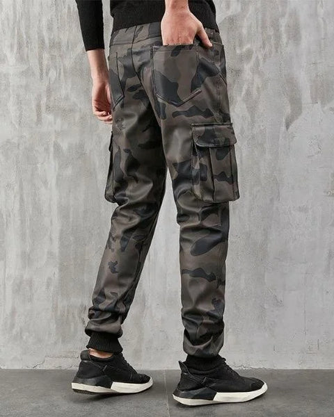 HERREN MILITÄR CARGO HOSE AUS KUNSTLEDER