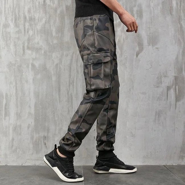 HERREN MILITÄR CARGO HOSE AUS KUNSTLEDER