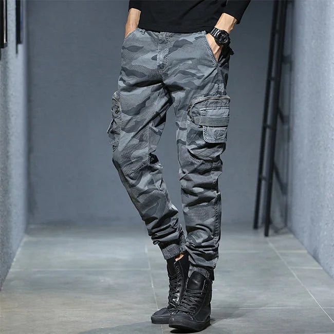 HERREN MILITÄR CARGO HOSE IN GRAU Camouflage / S