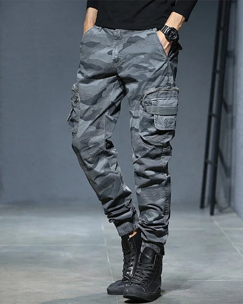 HERREN MILITÄR CARGO HOSE IN GRAU Camouflage / S