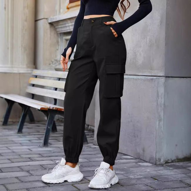 HOCH TAILLIERTE DAMEN CARGO JOGGER PANTS