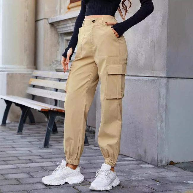 HOCH TAILLIERTE DAMEN CARGO JOGGER PANTS