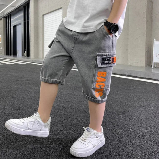 JEANS CARGO SHORTS FÜR KINDER Grau / 4 jahre