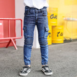 JUGEND CARGO JEANS SKINNY BLAU Camouflage / 5 jahre