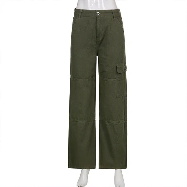 KHAKI CARGO JEANS DAMEN WEIT GESCHNITTEN
