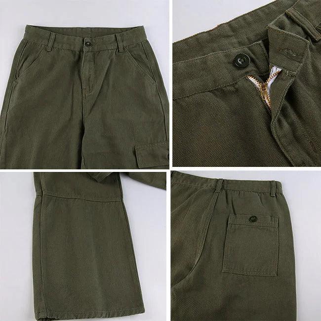 KHAKI CARGO JEANS DAMEN WEIT GESCHNITTEN
