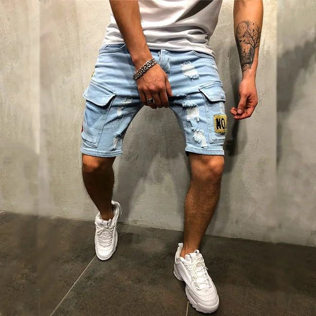 KURZE CARGO JEANS FÜR HERREN Blau / S