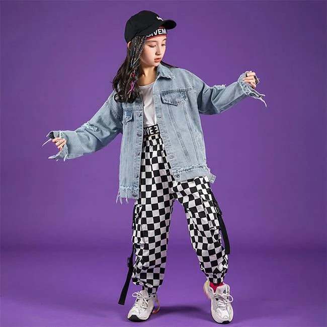 MÄDCHEN CARGO HOSE HIP HOP KAROMUSTER