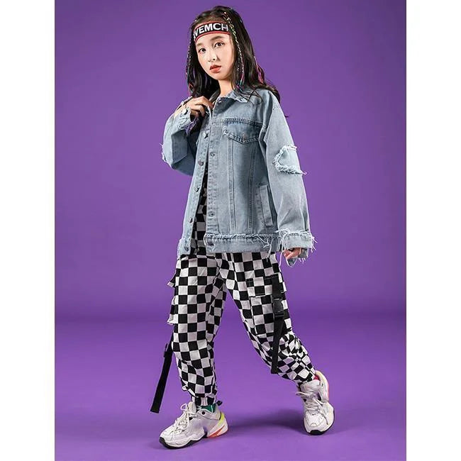 MÄDCHEN CARGO HOSE HIP HOP KAROMUSTER