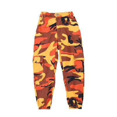MÄDCHEN CARGO HOSE ORANGE CAMOUFLAGE DESIGN Camouflage / 4 jahre