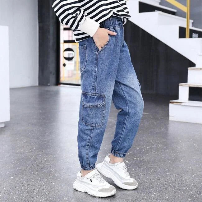 MÄDCHEN CARGO JEANS USED LOOK