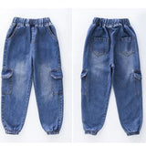 MÄDCHEN CARGO JEANS USED LOOK