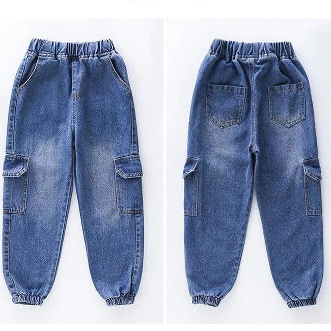 MÄDCHEN CARGO JEANS USED LOOK