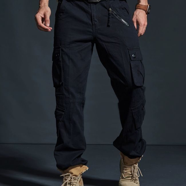 MULTIFUNKTIONALE CARGO HOSE MIT ZAHLREICHEN TASCHEN Schwarz / XS