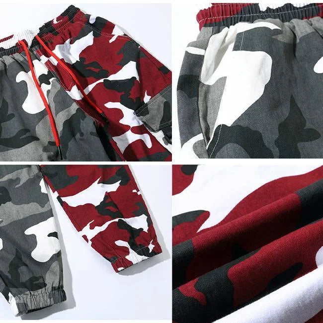 ROTE UND GRAUE CAMOUFLAGE CARGO HOSE