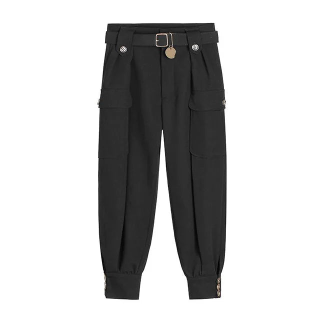 SCHICKE SCHWARZE DAMEN CARGO HOSE