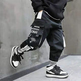 SCHWARZ WEISSE CARGO HOSE FÜR JUNGEN STREETWEAR