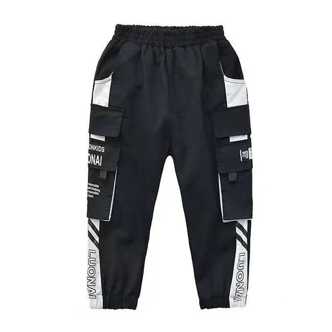 SCHWARZ WEISSE CARGO HOSE FÜR JUNGEN STREETWEAR
