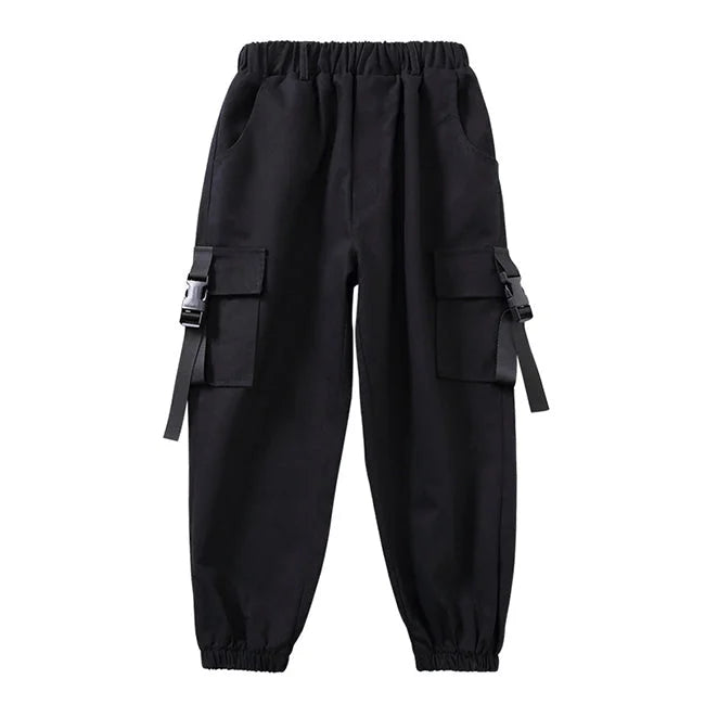 SCHWARZE CARGO HOSE FÜR JUNGEN MIT GÜRTEL