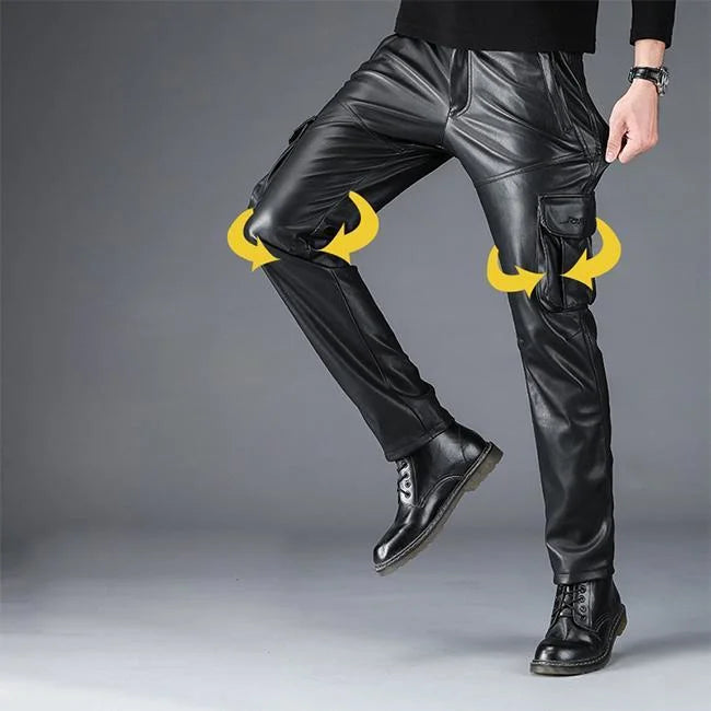 SCHWARZE CARGO HOSE LEDERIMITAT