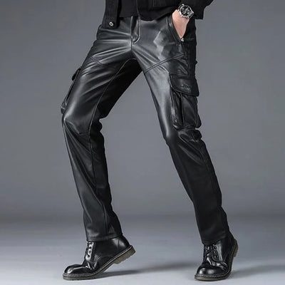 SCHWARZE CARGO HOSE LEDERIMITAT