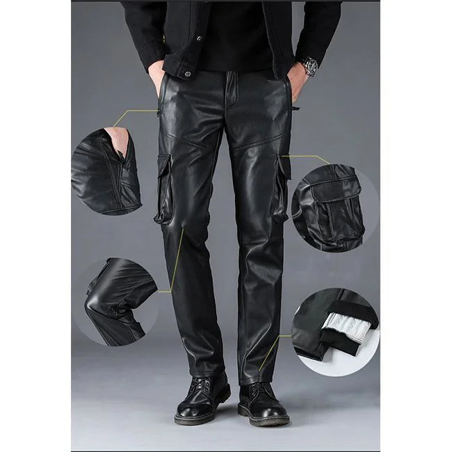 SCHWARZE CARGO HOSE LEDERIMITAT