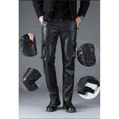 SCHWARZE CARGO HOSE LEDERIMITAT