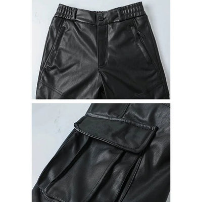 SCHWARZE CARGO HOSE LEDERIMITAT