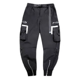 SCHWARZE CARGO HOSE MIT SEITLICHEN REFLEXIONSTASCHEN