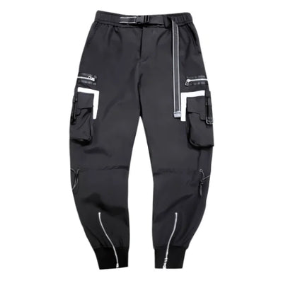 SCHWARZE CARGO HOSE MIT SEITLICHEN REFLEXIONSTASCHEN