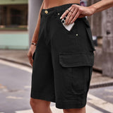 SCHWARZE ELASTISCHE DAMEN CARGO SHORTS