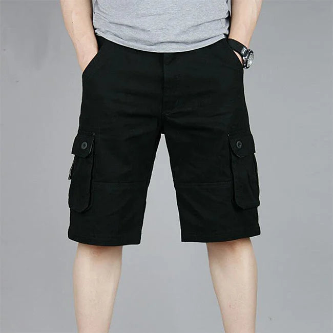 SCHWARZE HERREN CARGO SHORTS CASUAL Schwarz / XS