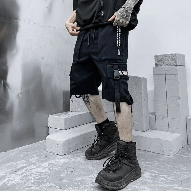 SCHWARZE HERREN CARGO SHORTS STREETWEAR