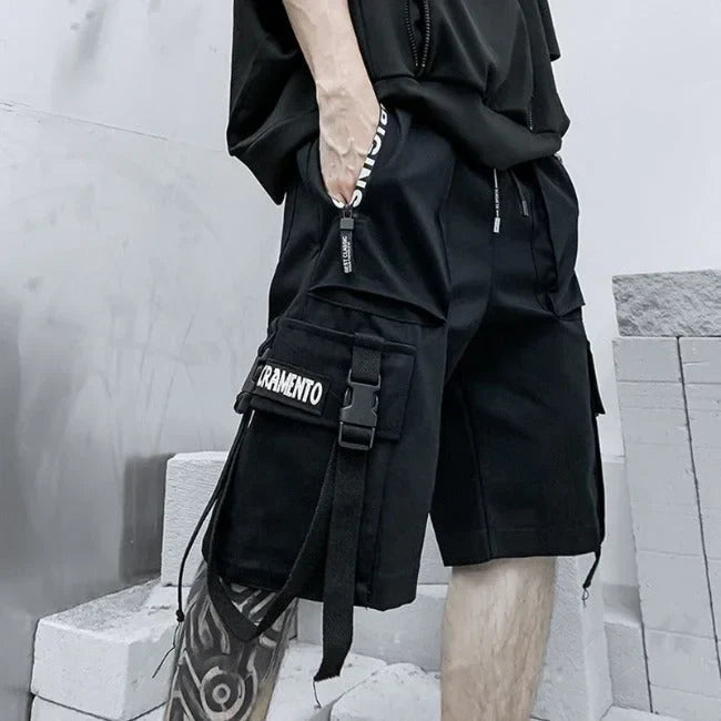 SCHWARZE HERREN CARGO SHORTS STREETWEAR