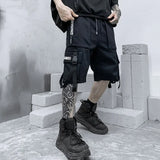 SCHWARZE HERREN CARGO SHORTS STREETWEAR Schwarz / S