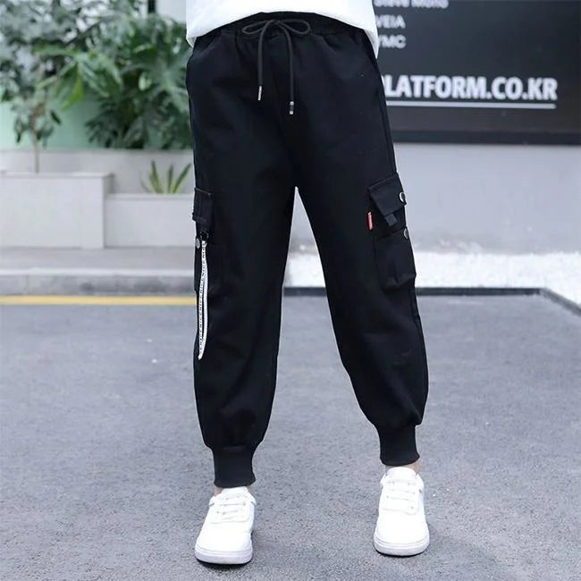 SCHWARZE MÄDCHEN CARGO JOGGER STREETWEAR Schwarz / 4 jahre