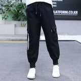 SCHWARZE MÄDCHEN CARGO JOGGER STREETWEAR Schwarz / 4 jahre