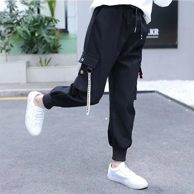 SCHWARZE MÄDCHEN CARGO JOGGER STREETWEAR